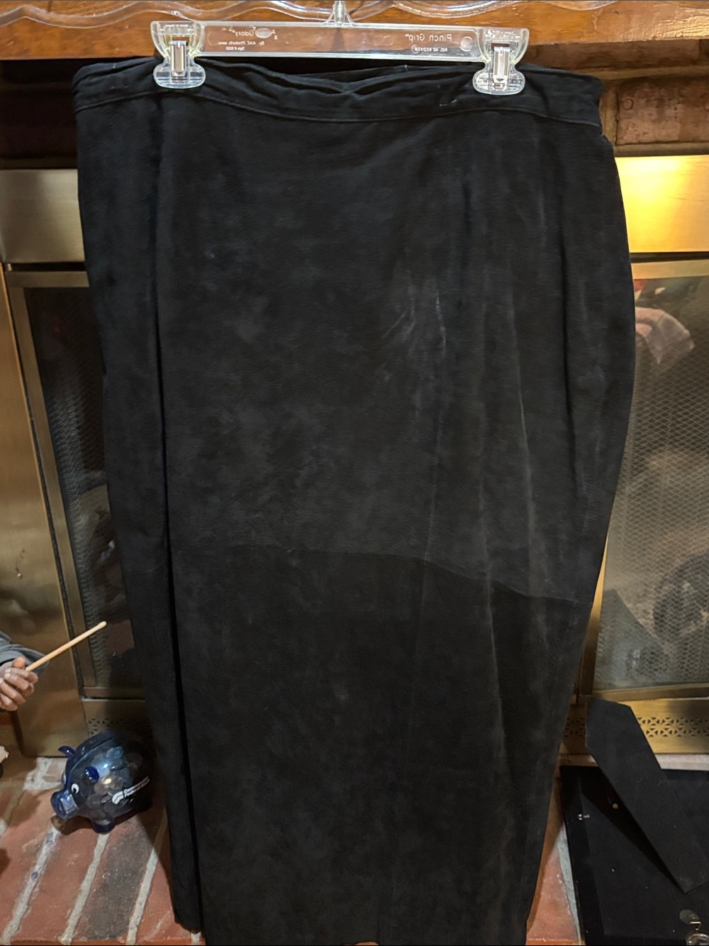 Sleek Black Suede Pencil Skirt — Women's Midi